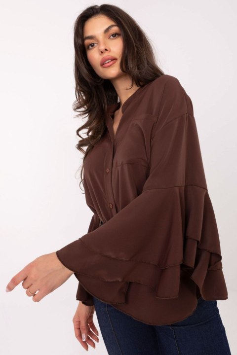 Koszula Damska Model MI-KS-3173.49 Brown - Rue Paris Koszula Damska Model MI-KS-3173.49 Brown - Rue Paris