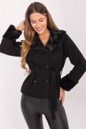 Płaszcz Damski Model IT-KR-4608.05P Black - Rue Paris Płaszcz Damski Model IT-KR-4608.05P Black - Rue Paris
