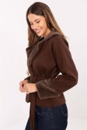 Płaszcz Damski Model IT-KR-4608.05P Dark Brown - Rue Paris Płaszcz Damski Model IT-KR-4608.05P Dark Brown - Rue Paris