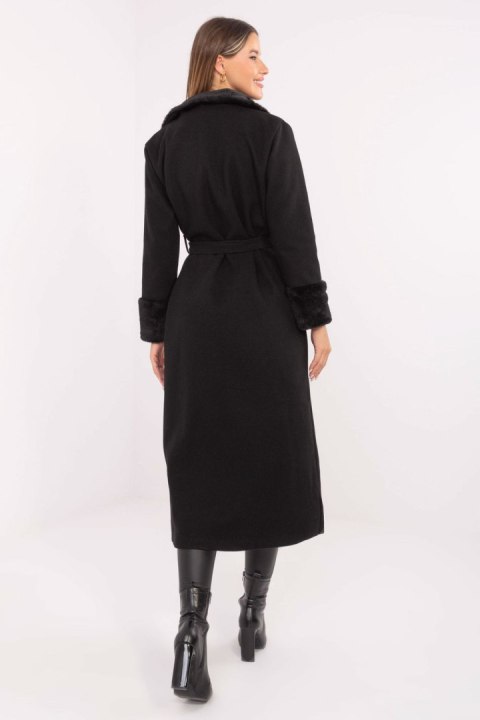 Płaszcz Damski Model IT-PL-4602.01P Black - Rue Paris Płaszcz Damski Model IT-PL-4602.01P Black - Rue Paris