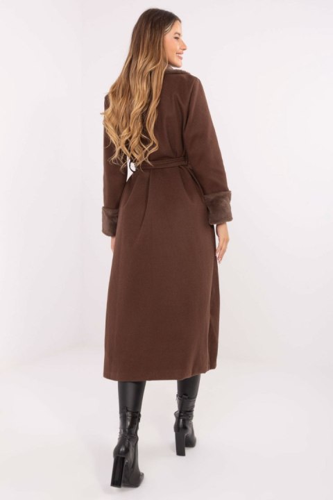 Płaszcz Damski Model IT-PL-4602.01P Brown - Rue Paris Płaszcz Damski Model IT-PL-4602.01P Brown - Rue Paris