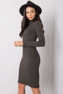 Sukienka Model RV-SK-R5133.07P Dark Khaki - Rue Paris Sukienka Model RV-SK-R5133.07P Dark Khaki - Rue Paris