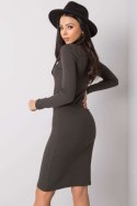 Sukienka Model RV-SK-R5133.07P Dark Khaki - Rue Paris Sukienka Model RV-SK-R5133.07P Dark Khaki - Rue Paris