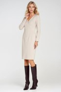 Sukienka z kopertowym dekoltem S276 Beige - Nife