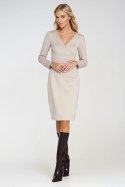 Sukienka z kopertowym dekoltem S276 Beige - Nife