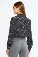 Bluzka z szarfą pod szyją B211 Wzór Koralik/Black - Nife