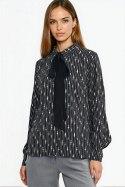 Bluzka z szarfą pod szyją B211 Wzór Koralik/Black - Nife