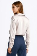 Satynowa koszula body K96 Beige - Nife