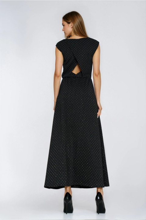 Sukienka Długa dzianinowa sukienka z błyszczącymi dżetami S287 Silver - Nife