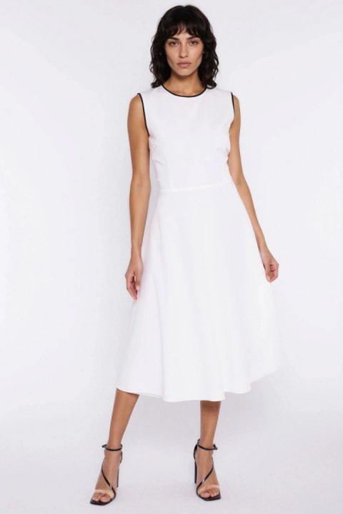 Sukienka z lamówką S292 Ecru - Nife