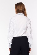 Koszula z wzorzystymi wstawkami K85 White - Nife Koszula z wzorzystymi wstawkami K85 White - Nife
