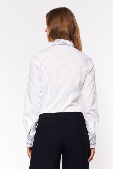 Koszula z wzorzystymi wstawkami K85 White - Nife Koszula z wzorzystymi wstawkami K85 White - Nife