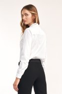Taliowana biała koszula K76 White - Nife Taliowana biała koszula K76 White - Nife