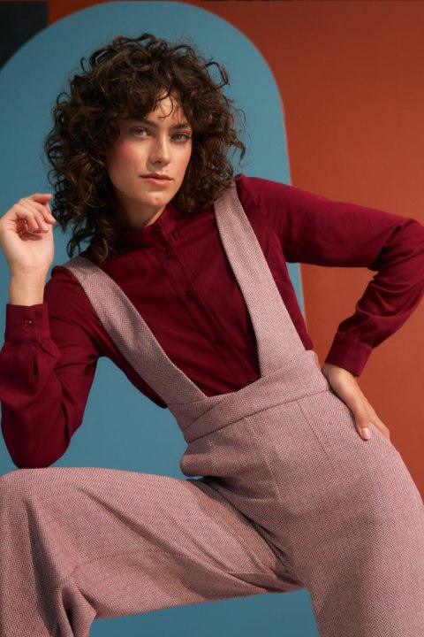 Bordowa bluzka z długim rękawem B156 Bordo - Nife Bordowa bluzka z długim rękawem B156 Bordo - Nife