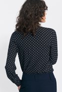 Czarna bluzka na stójce w groszki B155 Black - Nife Czarna bluzka na stójce w groszki B155 Black - Nife