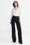 Spodnie bootcut, z krytym guzikiem SD101 Black - Nife Spodnie bootcut, z krytym guzikiem SD101 Black - Nife