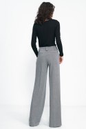 Spodnie wide leg w czarną jodełkę SD82 Black - Nife Spodnie wide leg w czarną jodełkę SD82 Black - Nife