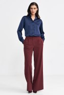 Spodnie z zakładkami wide leg SD102 Bordo - Nife Spodnie z zakładkami wide leg SD102 Bordo - Nife
