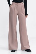 Spodnie z zakładkami wide leg SD104 Beige - Nife Spodnie z zakładkami wide leg SD104 Beige - Nife