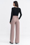 Spodnie z zakładkami wide leg SD104 Beige - Nife Spodnie z zakładkami wide leg SD104 Beige - Nife