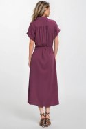Sukienka Koszulowa sukienka midi S270 Śliwka - Nife Sukienka Koszulowa sukienka midi S270 Śliwka - Nife