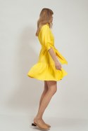 Sukienka Wiskozowa sukienka z falbaną w kolorze żółtym S179 Yellow - Nife