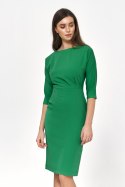 Sukienka Zielona sukienka z asymetrycznymi draperiami S218 Green - Nife Sukienka Zielona sukienka z asymetrycznymi draperiami S218 Green - Nife