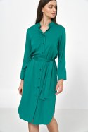 Sukienka Zielona wiskozowa sukienka midi S217 Green - Nife Sukienka Zielona wiskozowa sukienka midi S217 Green - Nife