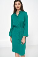 Sukienka Zielona wiskozowa sukienka midi S217 Green - Nife Sukienka Zielona wiskozowa sukienka midi S217 Green - Nife