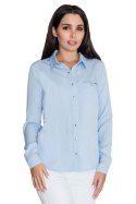 Koszula Damska Model M581 Sky Blue - Figl Koszula Damska Model M581 Sky Blue - Figl