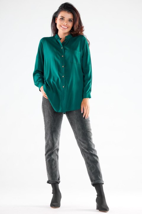 Koszula Damska Model A525 Bottle Green - awama Koszula Damska Model A525 Bottle Green - awama
