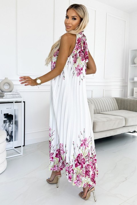 Sukienka Model 456-2 Ester White/Pink_Flowers - Numoco