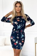 Sukienka Model 13-160 Flowers/Navy - Numoco Sukienka Model 13-160 Flowers/Navy - Numoco