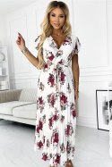 Sukienka Model Lisa 434-8 Ecru/Bordo Flowers - Numoco