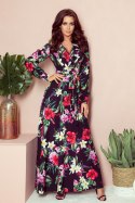 Sukienka Model 245-3 Black/Red Flowers - Numoco