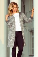 Sweter Kardigan Model 218-1 Wzór Black/White/Grey - Numoco Sweter Kardigan Model 218-1 Wzór Black/White/Grey - Numoco