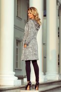 Sweter Kardigan Model 218-1 Wzór Black/White/Grey - Numoco Sweter Kardigan Model 218-1 Wzór Black/White/Grey - Numoco