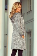 Sweter Kardigan Model 218-1 Wzór Black/White/Grey - Numoco Sweter Kardigan Model 218-1 Wzór Black/White/Grey - Numoco