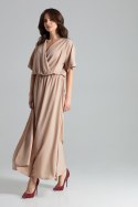 Sukienka Model L055 Beige - Lenitif Sukienka Model L055 Beige - Lenitif