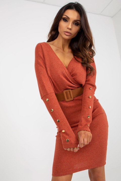 Sukienka Model TW-SK-BE-BQ183.19 Dark Orange - Och Bella Sukienka Model TW-SK-BE-BQ183.19 Dark Orange - Och Bella