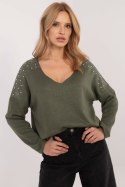 Sweter Damski Model DHJ-SW-17690.21 Khaki - Italy Moda Sweter Damski Model DHJ-SW-17690.21 Khaki - Italy Moda
