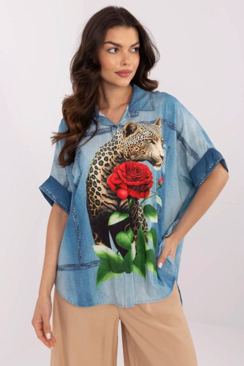 Koszula Damska Model DHJ-KS-19007-7.85 Blue - Italy Moda Koszula Damska Model DHJ-KS-19007-7.85 Blue - Italy Moda