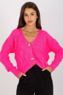 Sweter Kardigan Model LC-SW-8035.06X Fluo Pink - Rue Paris Sweter Kardigan Model LC-SW-8035.06X Fluo Pink - Rue Paris