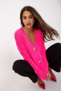Sweter Kardigan Model LC-SW-8035.06X Fluo Pink - Rue Paris Sweter Kardigan Model LC-SW-8035.06X Fluo Pink - Rue Paris