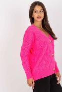Sweter Kardigan Model LC-SW-8035.06X Fluo Pink - Rue Paris Sweter Kardigan Model LC-SW-8035.06X Fluo Pink - Rue Paris