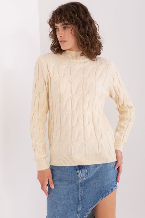 Sweter Damski Model AT-SW-2235.00P Light Beige - AT Sweter Damski Model AT-SW-2235.00P Light Beige - AT