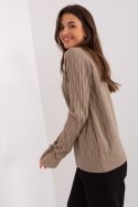Sweter Damski Model AT-SW-2326.37X Dark Beige - AT Sweter Damski Model AT-SW-2326.37X Dark Beige - AT