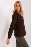 Sweter Damski Model AT-SW-2358.31 Dark Brown - AT Sweter Damski Model AT-SW-2358.31 Dark Brown - AT