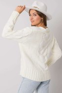 Sweter Damski Model LC-SW-A1.28X Ecru - Rue Paris Sweter Damski Model LC-SW-A1.28X Ecru - Rue Paris