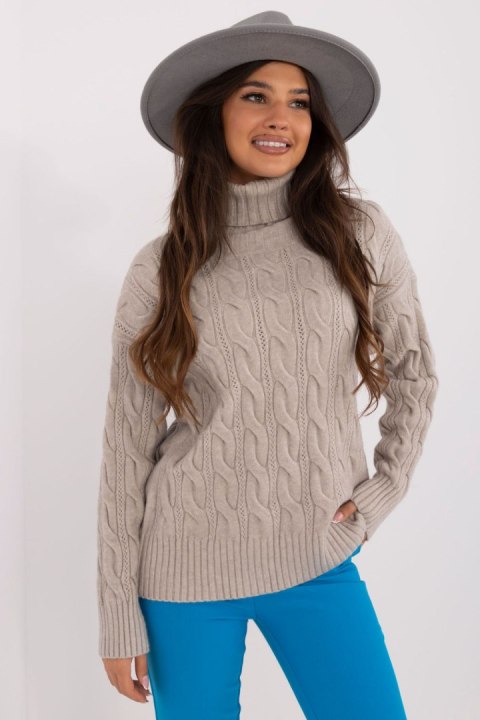 Golf Damski Model AT-SW-23445.00 Light Grey - AT Golf Damski Model AT-SW-23445.00 Light Grey - AT